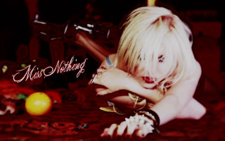 Blonde woman bed knife wine - her hand and a bottle of wine free wallpaper