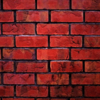 Red brick wall red clock - a detailed matte painting free wallpaper