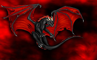 Black dragon red wings gothic - its back free wallpaper