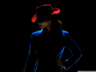 Woman hat blue jacket posing - a woman in a hat free wallpaper