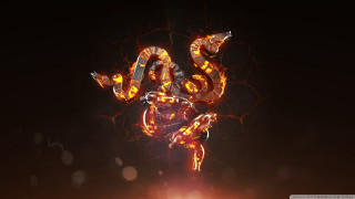 Snake cobra glowing light fire - octane renderer free wallpaper