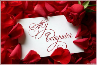 Computer paper red roses rosepetals - romantic free wallpaper