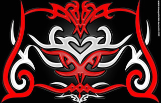 Red white black heart bird - biomechanical free wallpaper