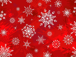 Red snowflake background flowers cherry - naive art free wallpaper for desktop