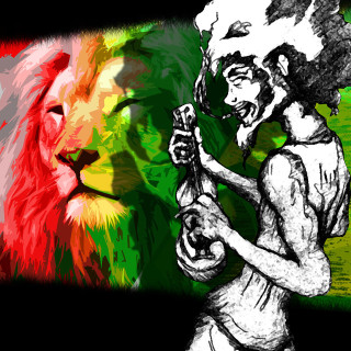 Lioness bat psychedelic flames nature - psychedelic art free wallpaper