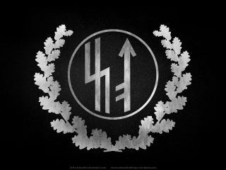 Circular emblem wreath arrow black - bauhau free wallpaper