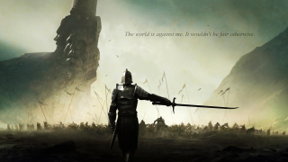 Armored man sword mountain scene - a mountain range free wallpaper