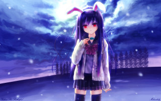 Anime girl rabbit ears snow - a anime girl free wallpaper for desktop