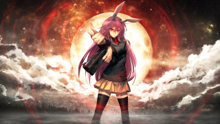 Girl long hair goat horns - full free wallpaper