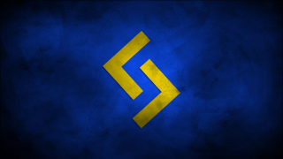 Blue yellow wall arrow background - a yellow arrow free wallpaper