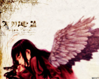 Woman wings tree asian writing - asian free wallpaper