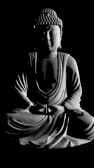 Buddha statue black background white - figurine free wallpaper