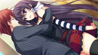 Woman long hair man striped - striped free wallpaper