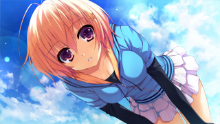 Anime girl pink hair blue 8 - black stocking free wallpaper