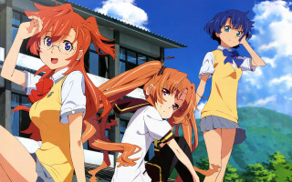 Girls group building sky clouds - a group of girls free wallpaper