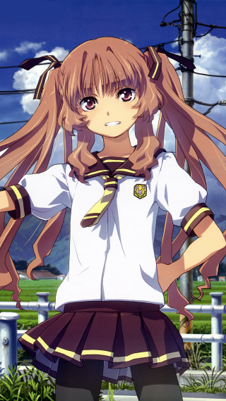 Girl uniform fence hands hips - a girl in a uniform free wallpaper