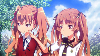 Anime girls forest trees blue - official art free wallpaper for desktop