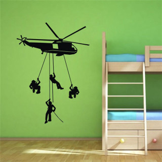 Helicopter wall decal people hanging - extreme illustration free wallpaper