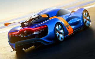 Blue orange sports car ocean - a road next free wallpaper