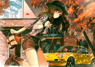 Woman hat dress street yellow - a woman in a hat free wallpaper