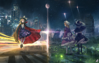 Group people roof night city - city free wallpaper