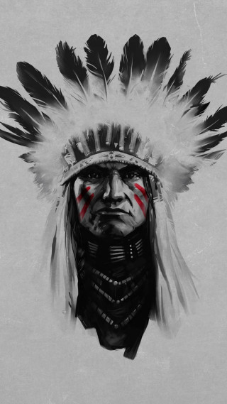 Native american headdress feathers red - his forehead free wallpaper