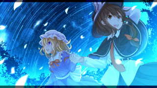Anime couple rain blue background - a manga drawing free wallpaper for desktop