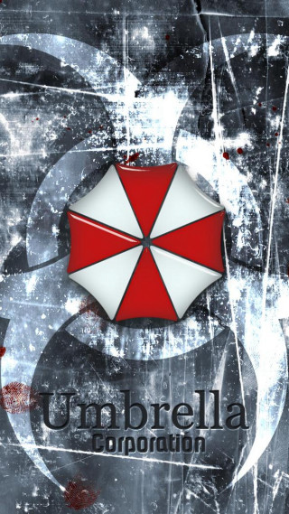 Red white umbrella corporation grungy - free cyberpunk wallpaper