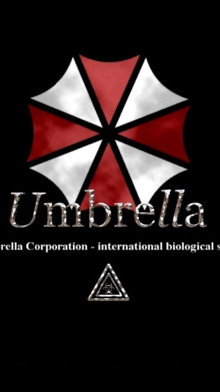 Black background red white umbrella - biopunk free wallpaper
