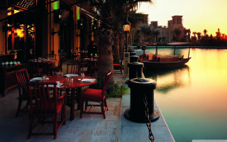 Restaurant boat dock sunset pagoda - the dock free wallpaper