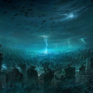 Group of people in a - a detailed matte painting free wallpaper