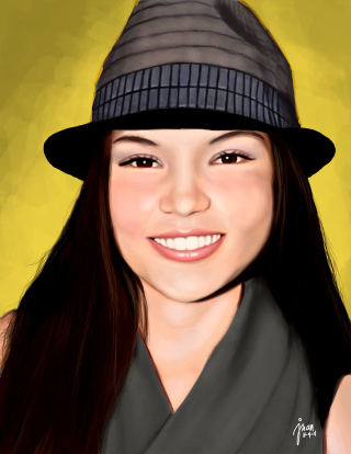 Woman hat scarf smiling digital - a digital painting of a woman free wallpaper
