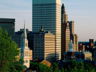 City skyline clock tower church - art fitzpatrick free wallpaper