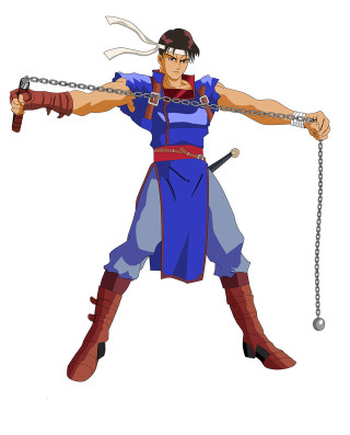 Cartoon character chain sword holding - cel free wallpaper