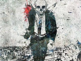 Man skull suit painting artwork - a painting of a man free wallpaper
