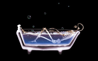 Skeleton glass bowl bubbles black - david rudnick free wallpaper