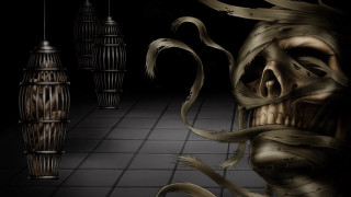 Creepy monster long hair lantern - a birdcage free wallpaper