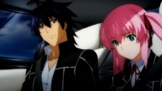 Anime characters car pink hair - promotional image free wallpaper