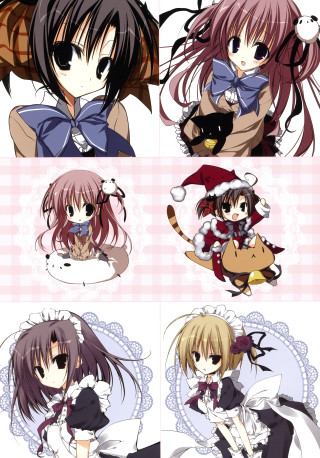Anime girls hair styles colors 2 - wearing different outfits free wallpaper