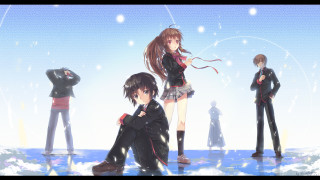 Anime characters blue sky snowflakes - a man in a suit free wallpaper