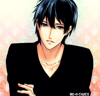 Man black hair blue eyes - anime art free wallpaper