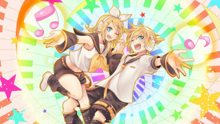 Anime girls starry background music - a picture together in front free wallpaper