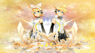 Anime characters yellow background stars 2 - text free wallpaper