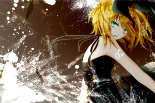 Girl green eyes water anime - neoexpressionism free wallpaper