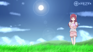 Girl standing field arms crossed - a sky background free wallpaper for desktop