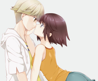 Couple kissing white background image 2 - optical free wallpaper