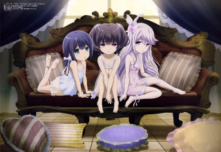 Anime girls couch room window - the floor and a rug free wallpaper