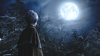 Boy snow moon sky full - a boy free wallpaper