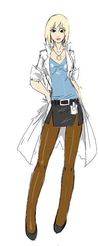 Woman blue shirt brown pants - a black belt free wallpaper