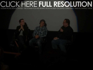 Three men stage talks screen - full free wallpaper